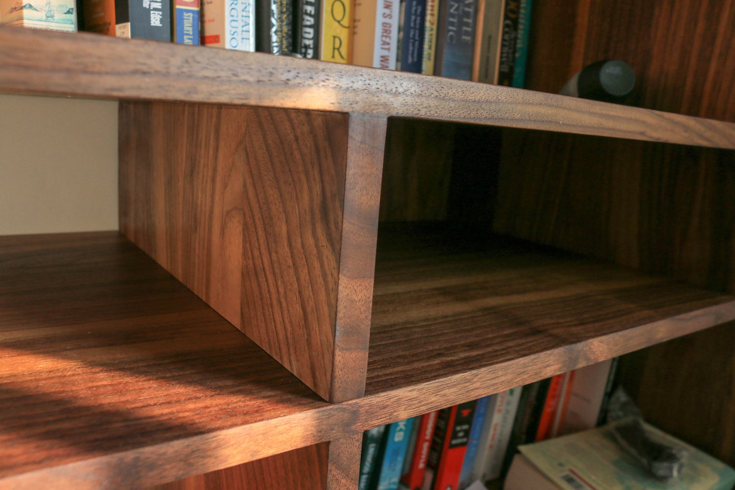 Live Edge Creations custom built shelving in black walnut wood. Personalise Your Space with unique Live Edge Shelving - Tailored to Your Style and Needs. Discover a Range of high quality wood shelves, sizes, and designs for Handcrafted Shelving. Elevate Your Home Decor with Nature's Elegance