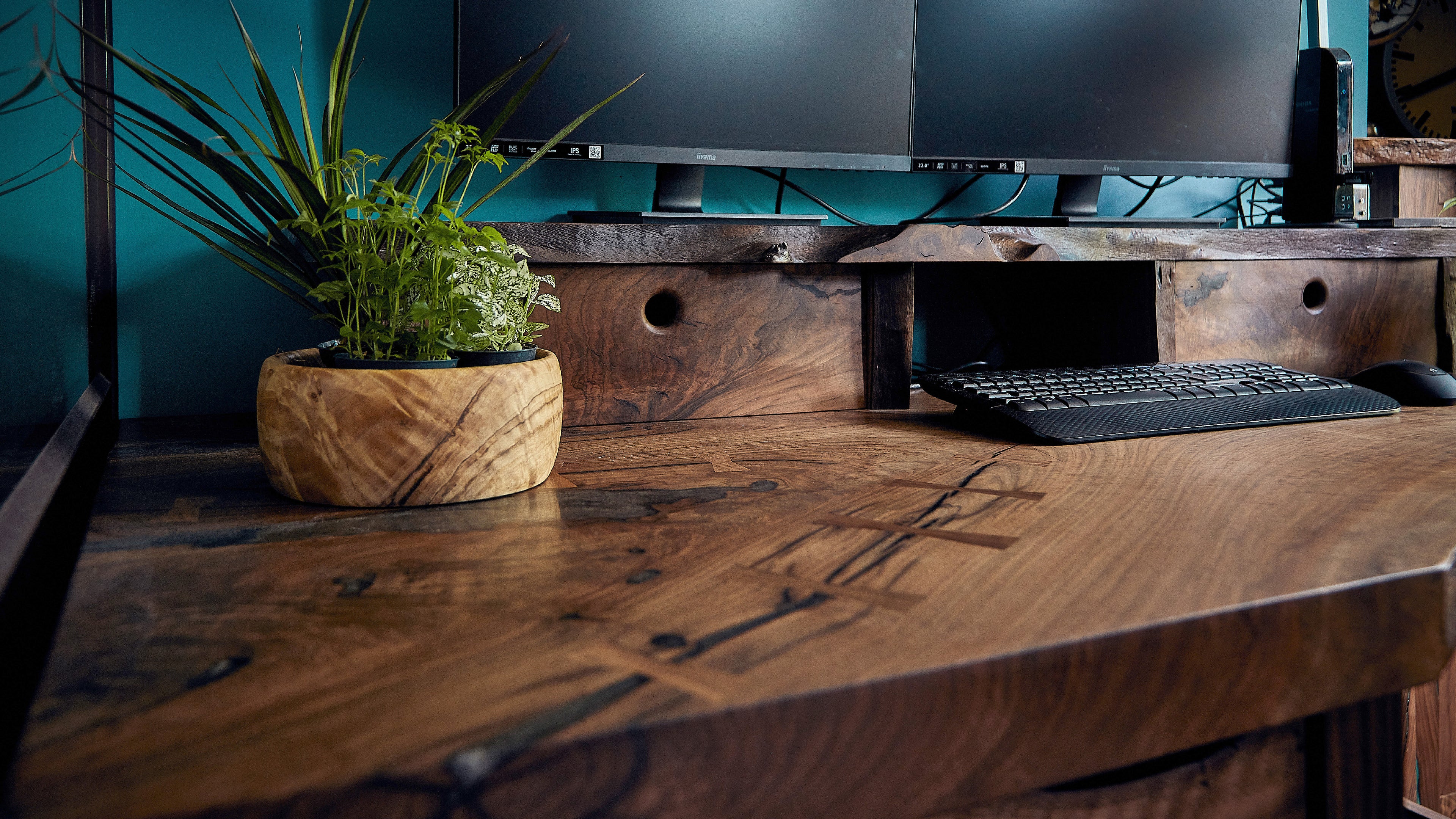 Artistic Live Edge Office Desks in Black Walnut Wood, other stock including Beech, Walnut, Ash are also available. Each bespoke piece crafted with care and precision to bring natur einto your home.